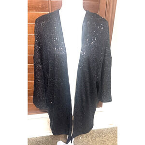 NWT The Limited Women's L Black Jacket All over Sequin Open Cardigan Formal Glam